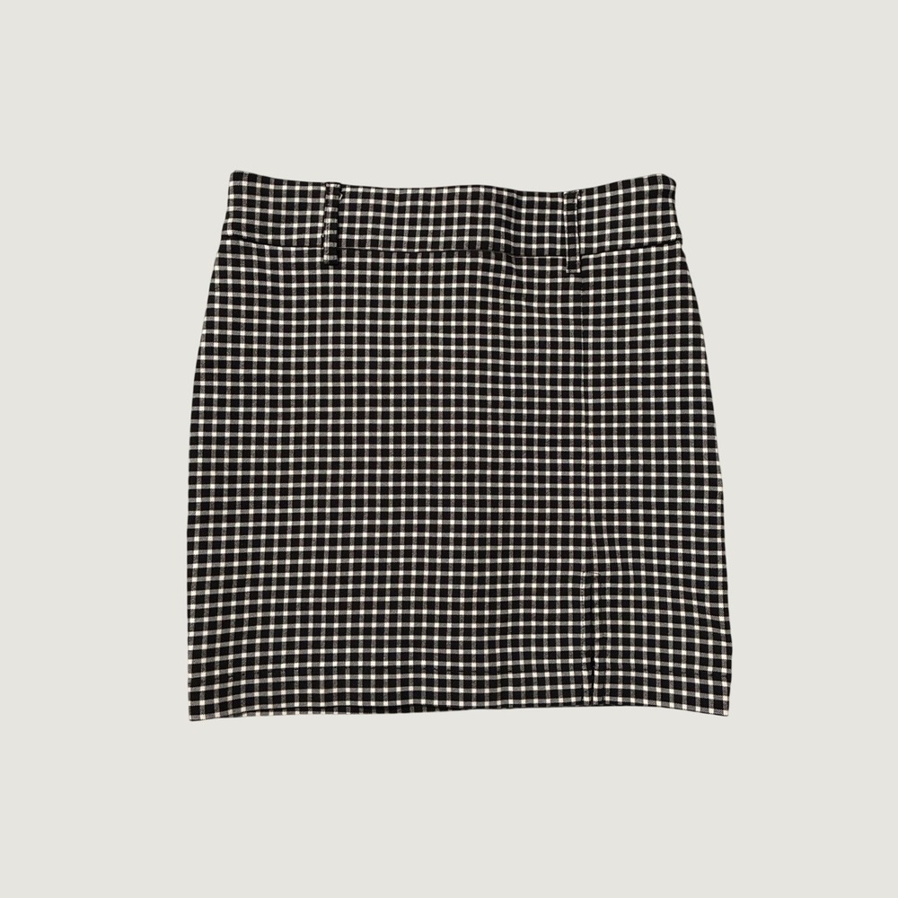 Forever 21 Black White Gingham Plaid Mini Skirt Side Slit High Waisted Small
